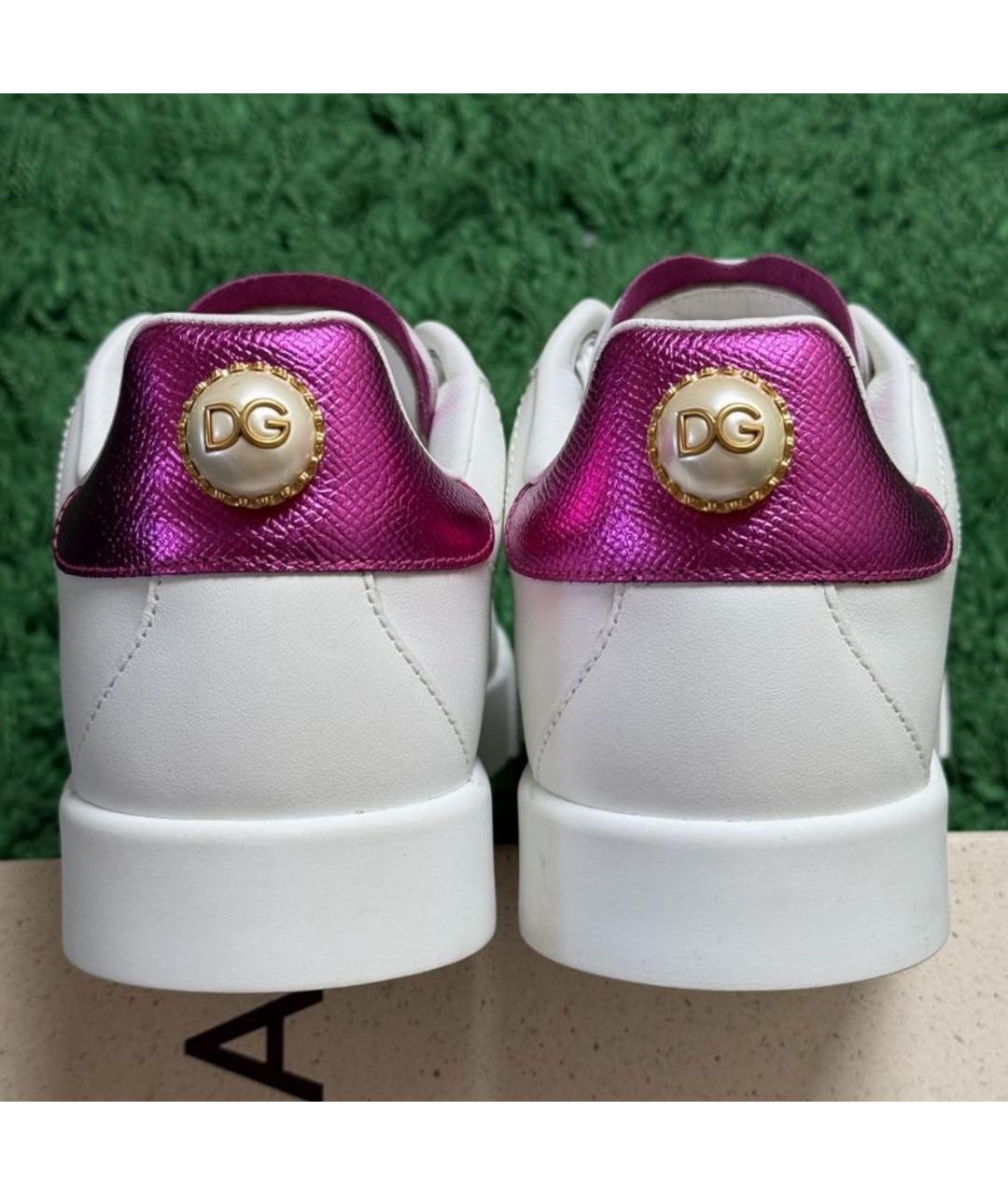 DOLCE&GABBANA Белые кожаные кеды, фото 6