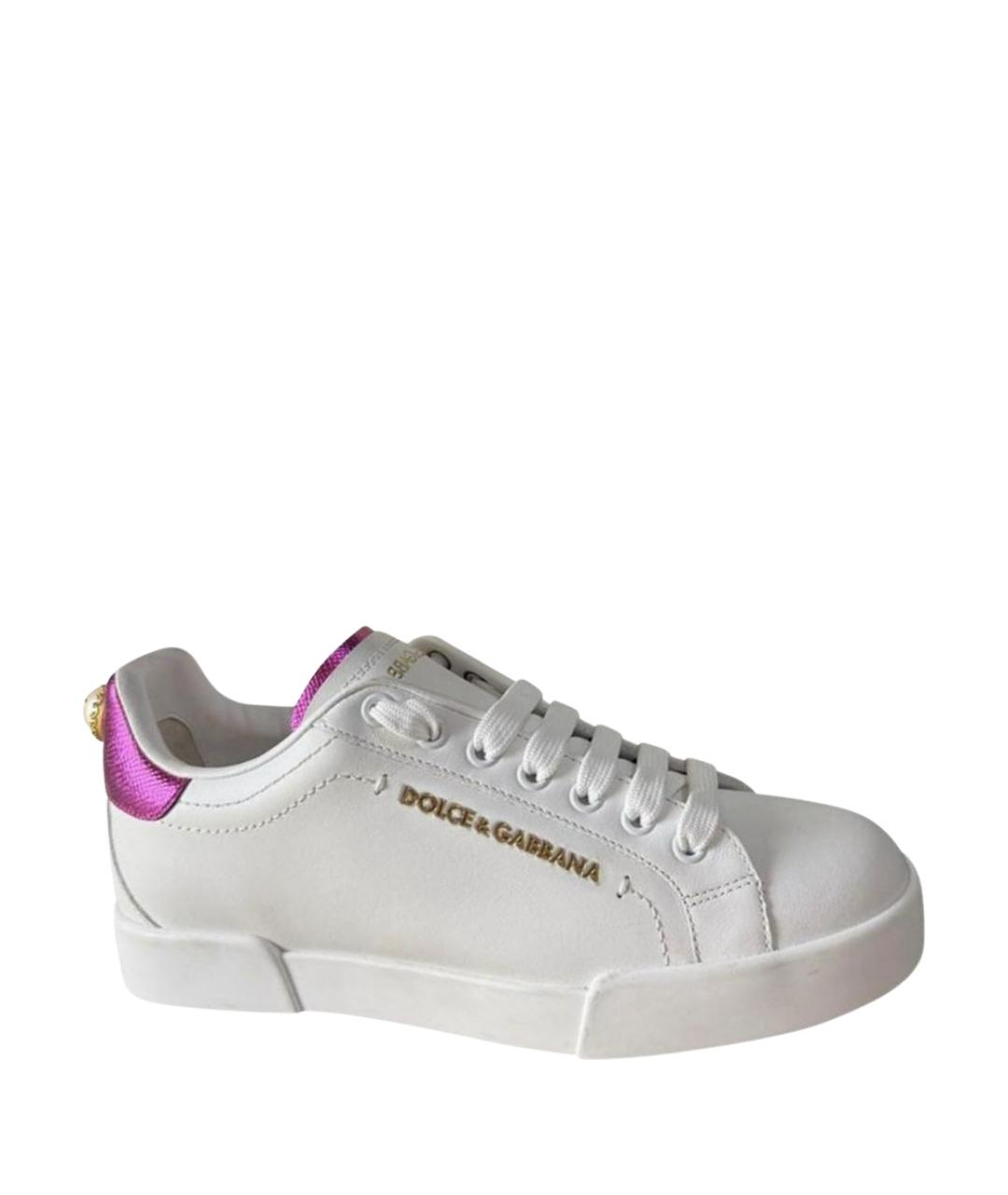 DOLCE&GABBANA Белые кожаные кеды, фото 1