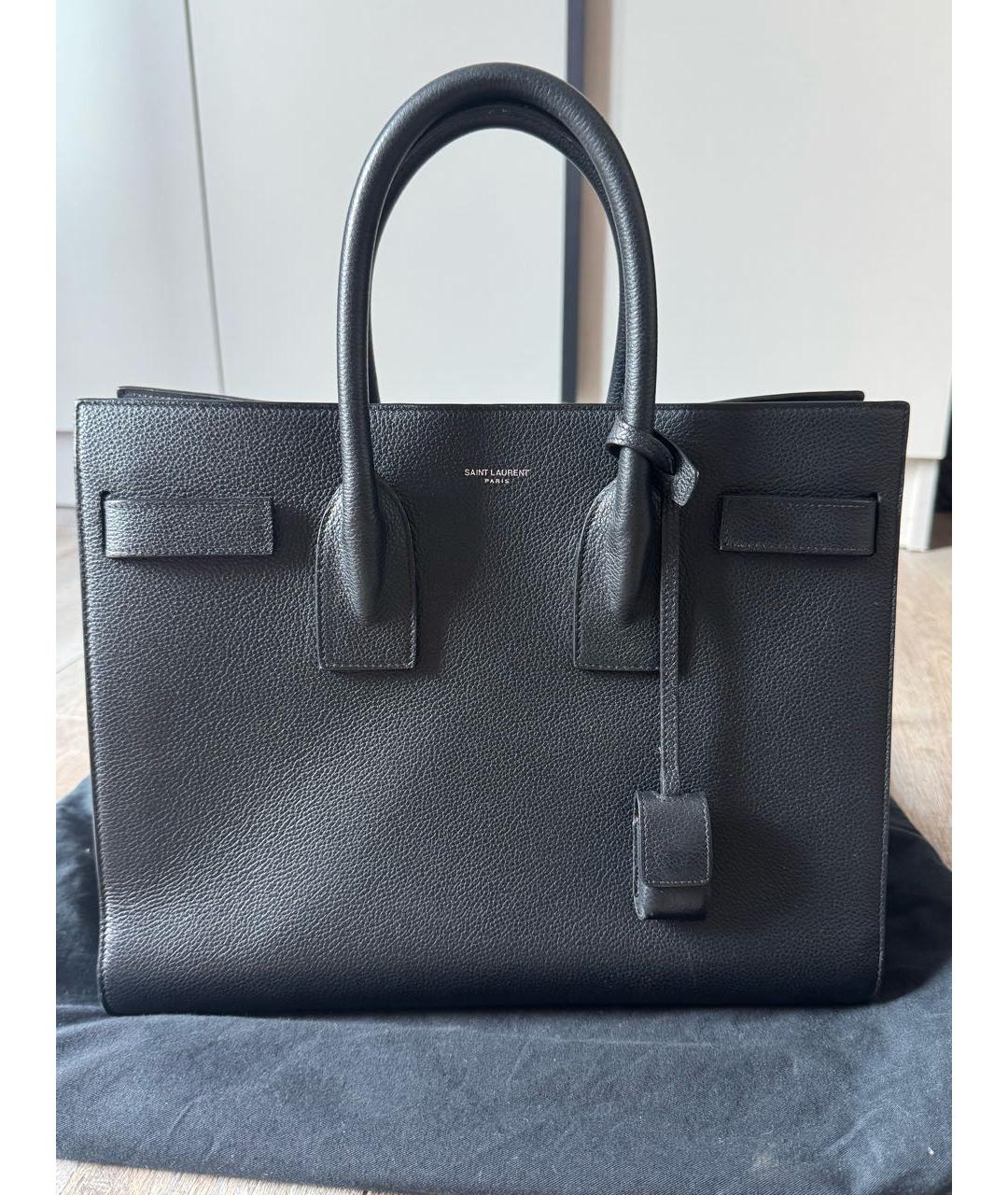 SAINT LAURENT Черная кожаная сумка с короткими ручками, фото 7
