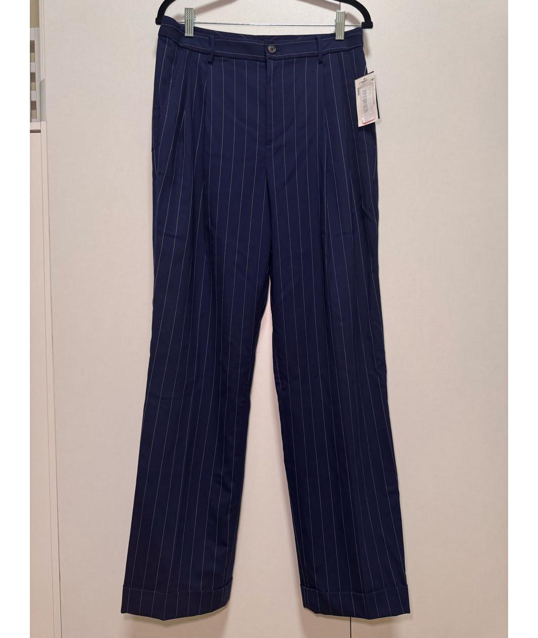 RALPH LAUREN Темно-синие шерстяные прямые брюки, фото 9
