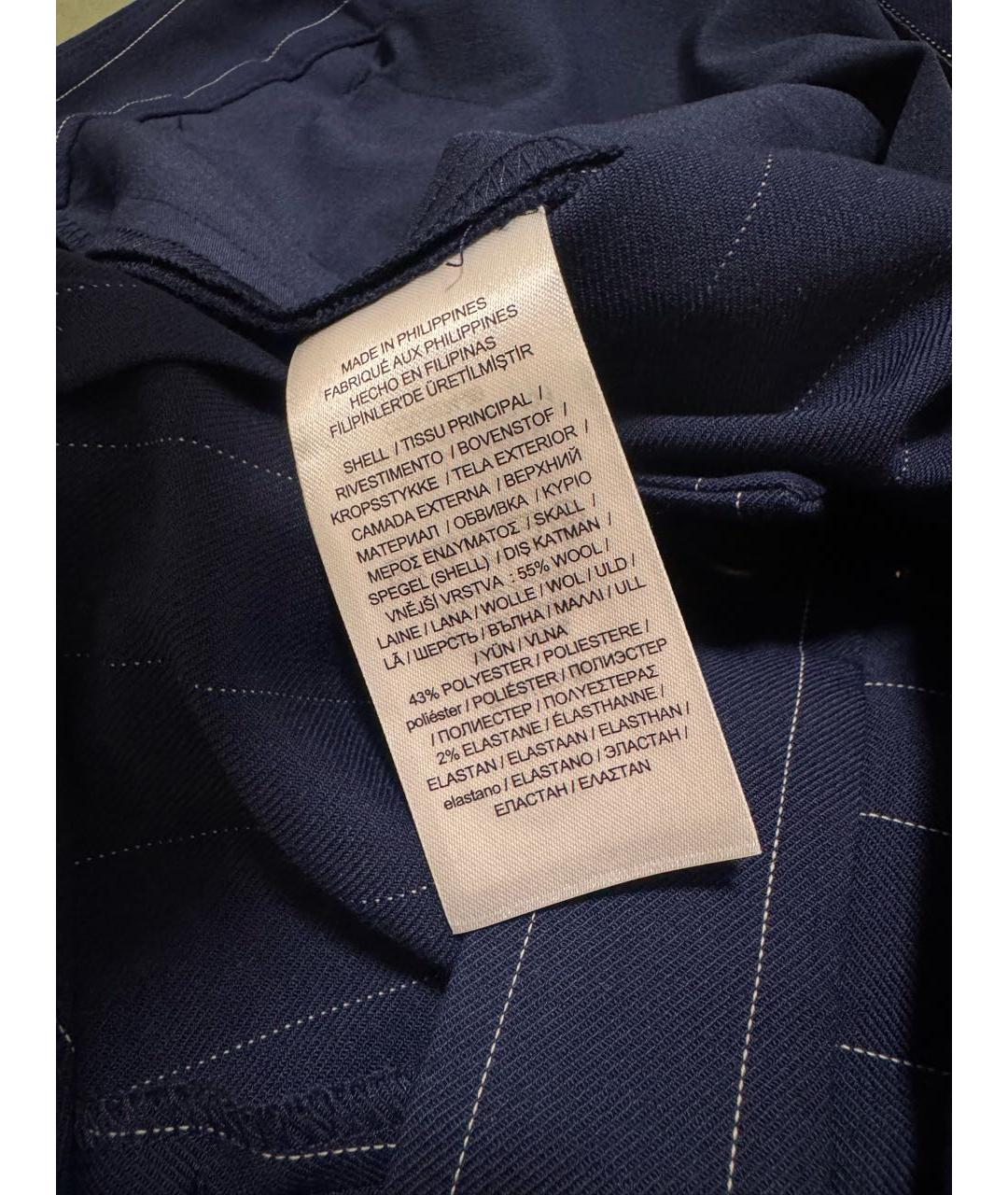 RALPH LAUREN Темно-синие шерстяные прямые брюки, фото 7
