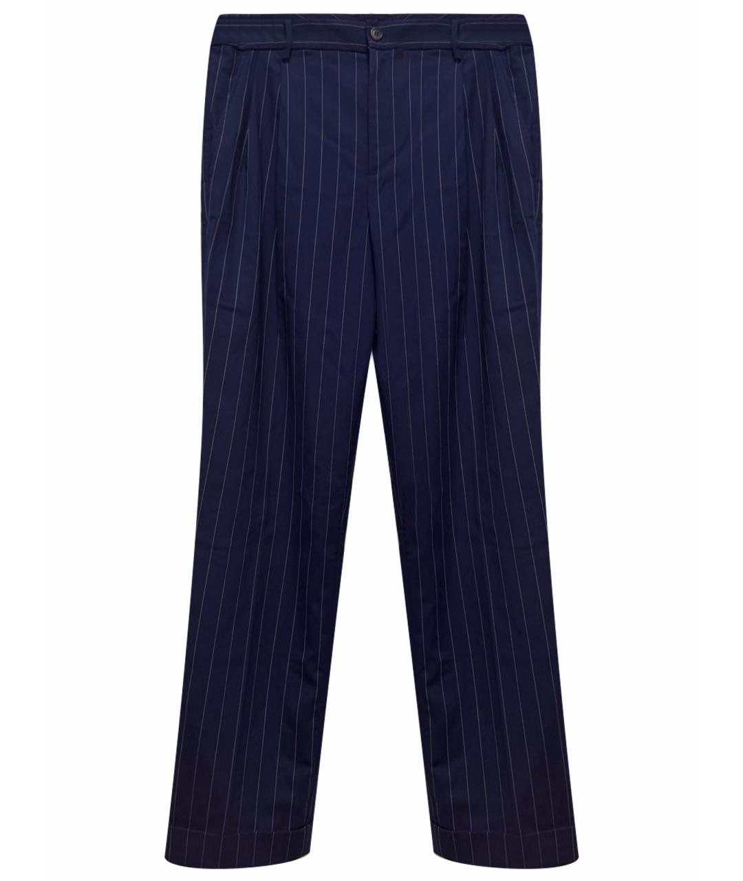 RALPH LAUREN Темно-синие шерстяные прямые брюки, фото 1