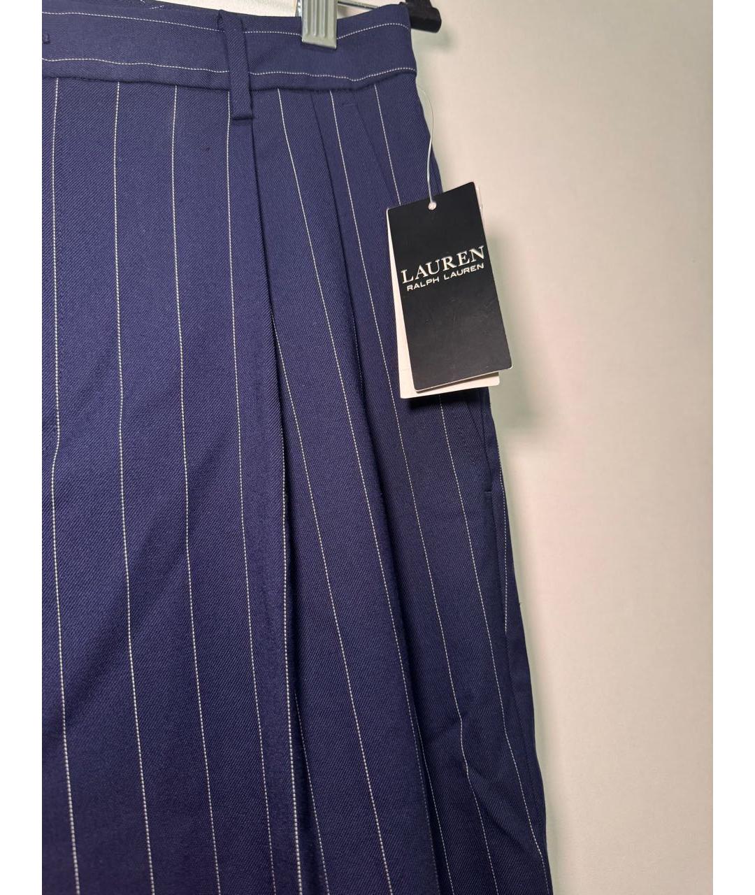 RALPH LAUREN Темно-синие шерстяные прямые брюки, фото 4