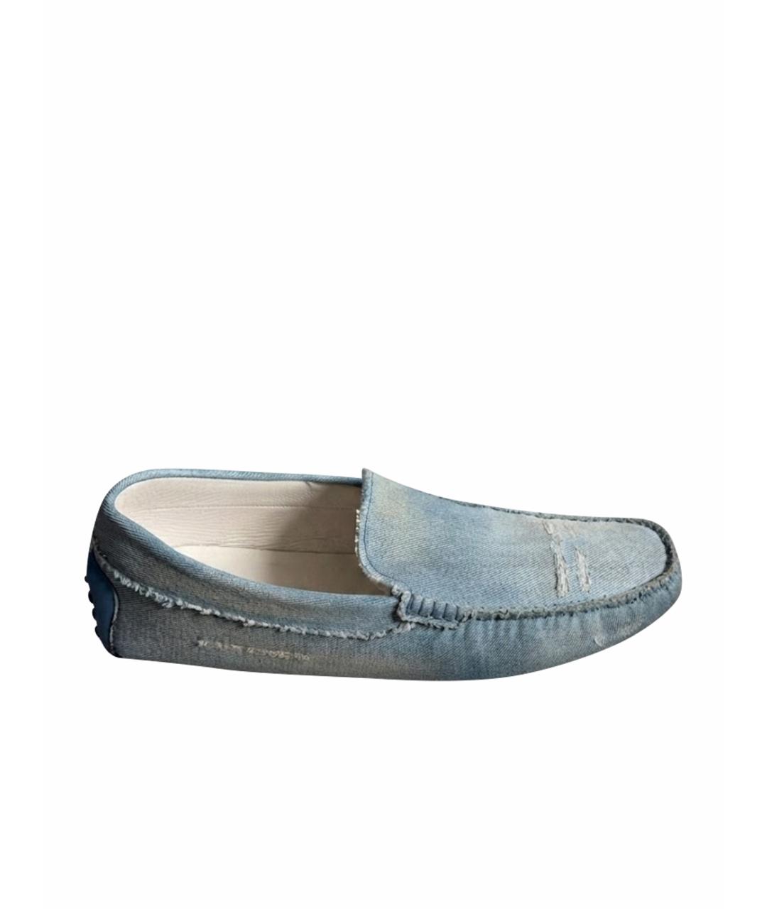 TOD'S Голубые текстильные мокасины, фото 8