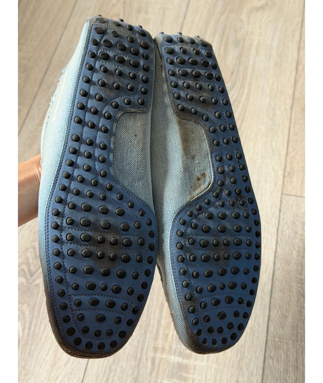 TOD'S Голубые текстильные мокасины, фото 3