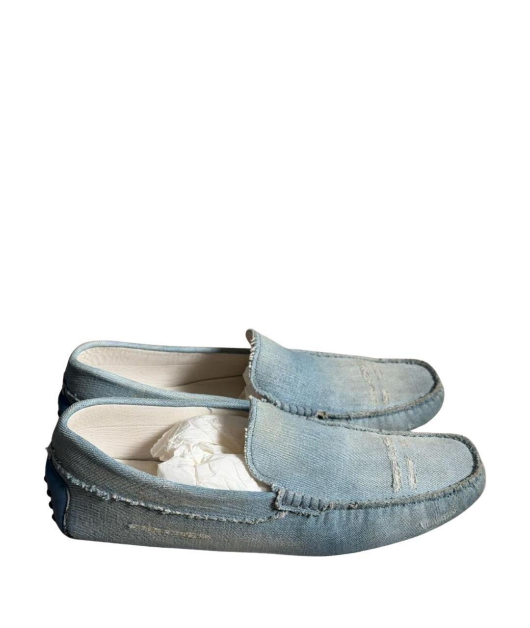 TOD'S Голубые текстильные мокасины, фото 7