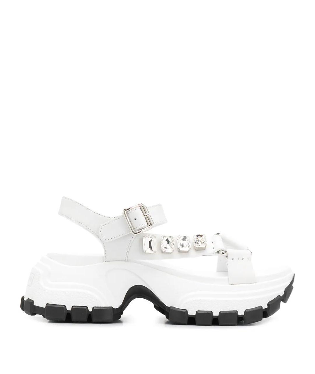 MIU MIU Белые кожаные босоножки, фото 9