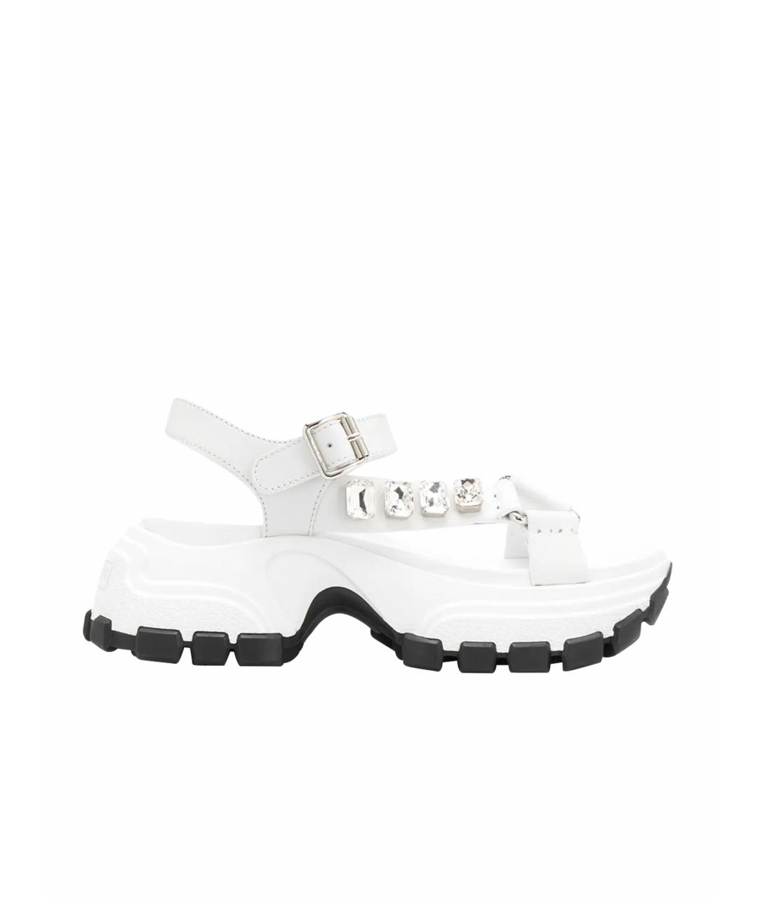 MIU MIU Белые кожаные босоножки, фото 1