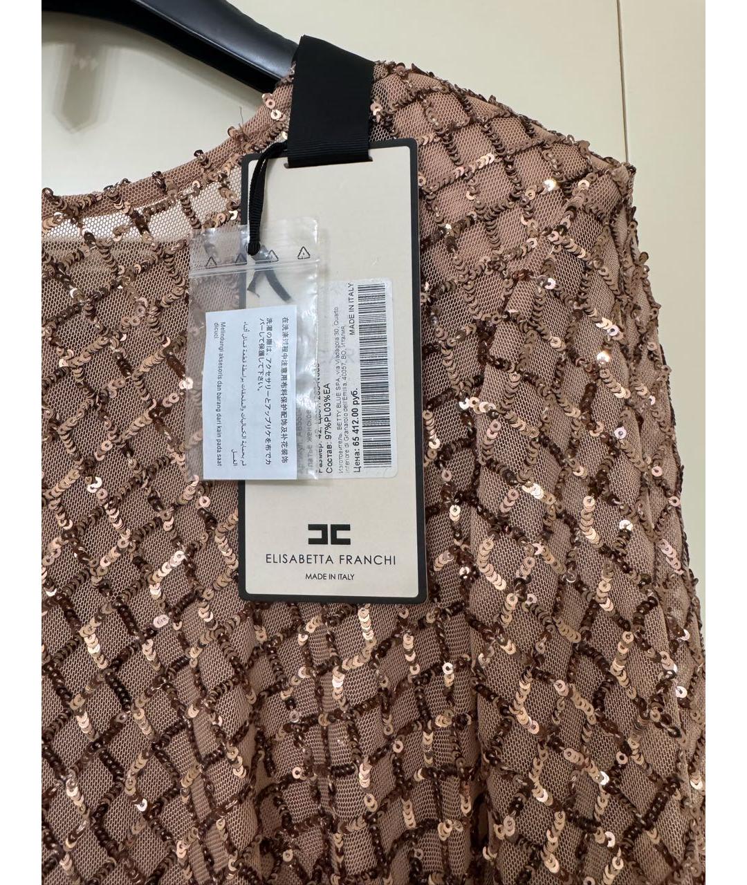 ELISABETTA FRANCHI Золотое полиэстеровое вечернее платье, фото 4