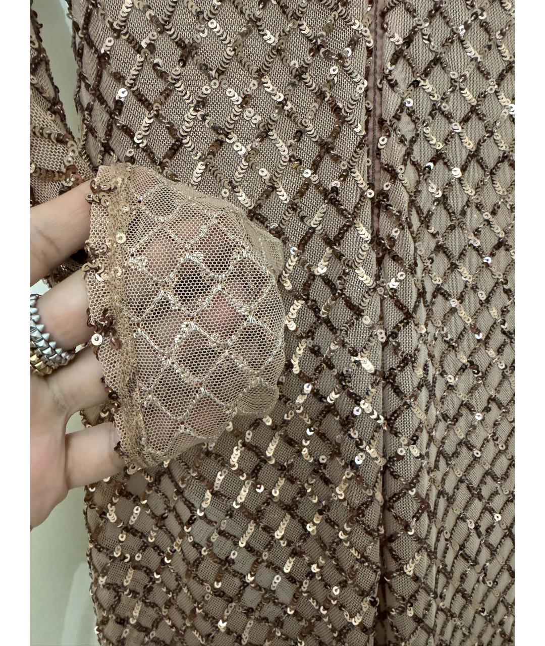 ELISABETTA FRANCHI Золотое полиэстеровое вечернее платье, фото 6