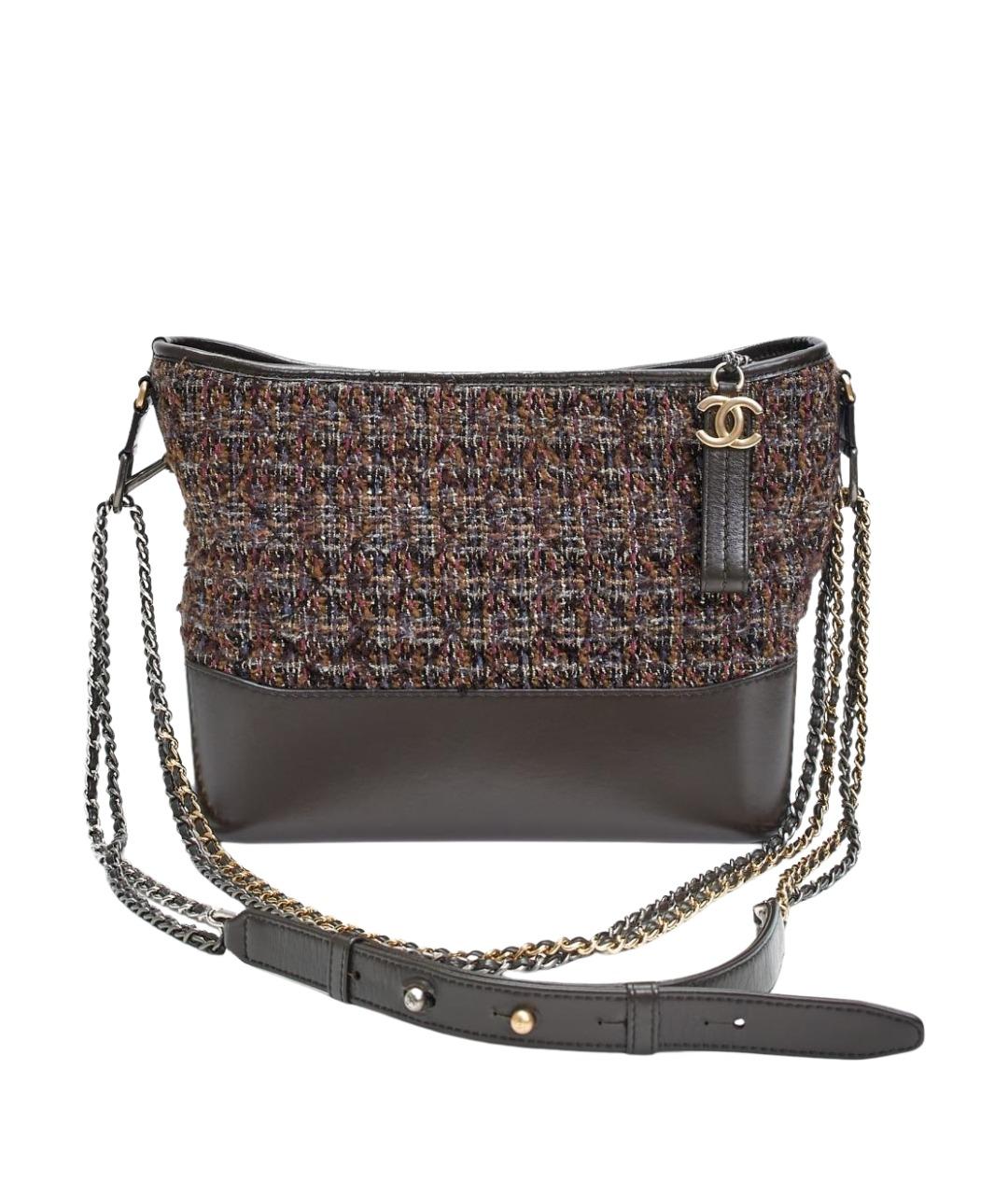 CHANEL Коричневая тканевая сумка с короткими ручками, фото 1