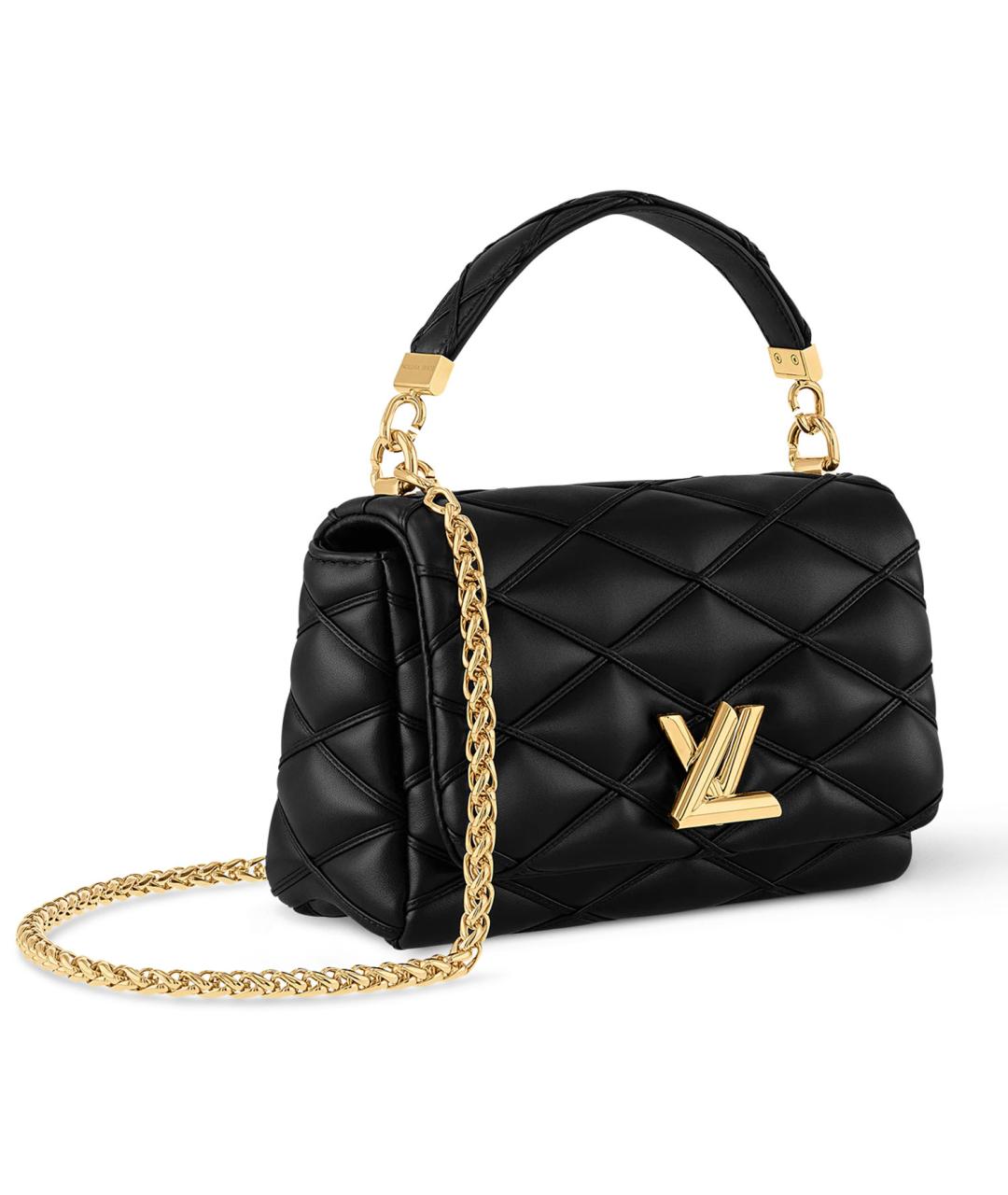 LOUIS VUITTON Черная кожаная сумка с короткими ручками, фото 2