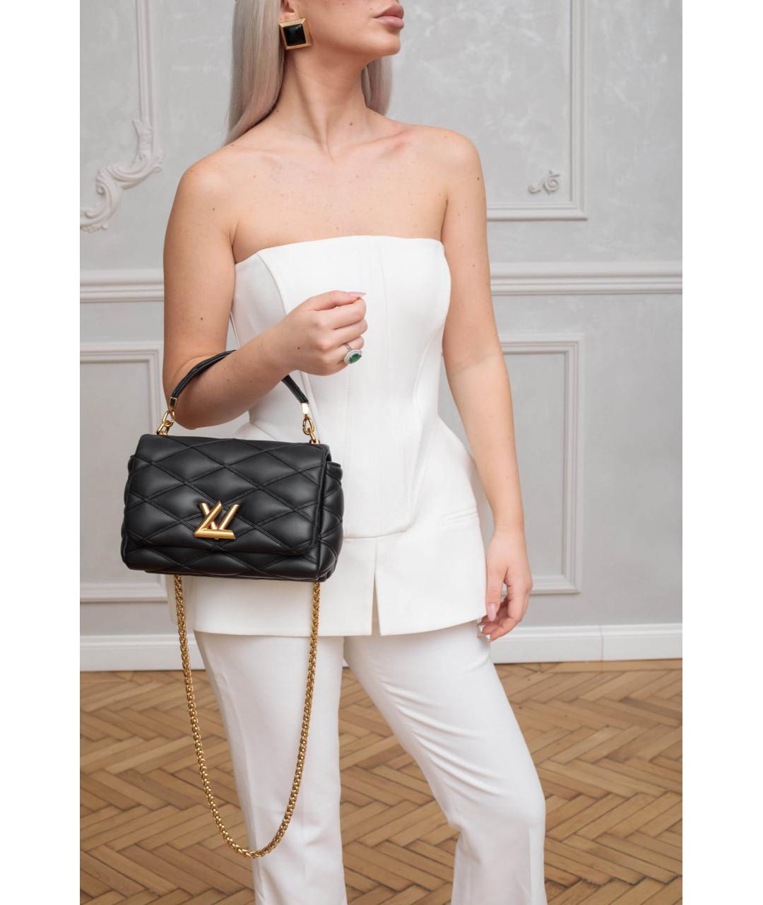 LOUIS VUITTON Черная кожаная сумка с короткими ручками, фото 7