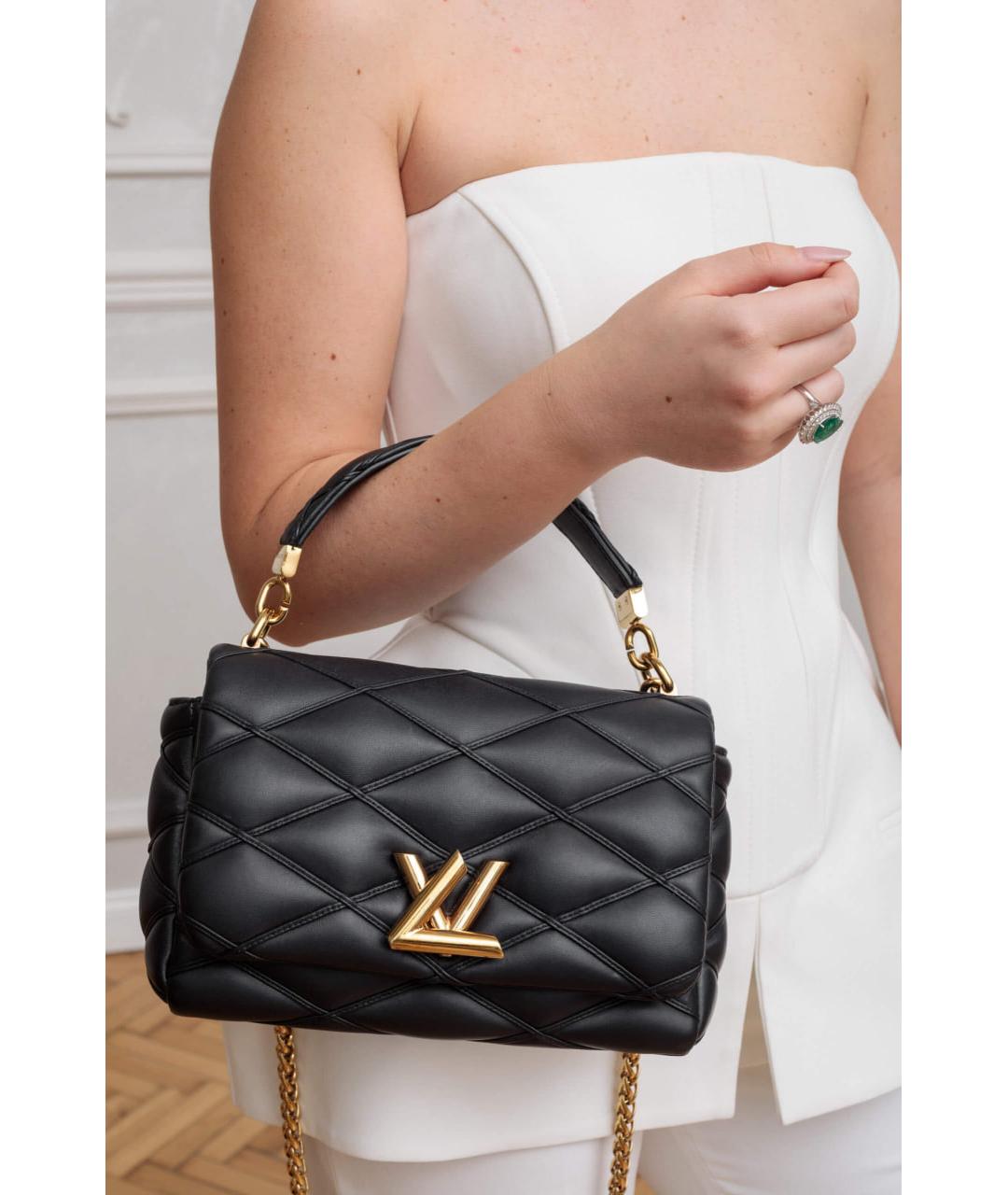 LOUIS VUITTON Черная кожаная сумка с короткими ручками, фото 8