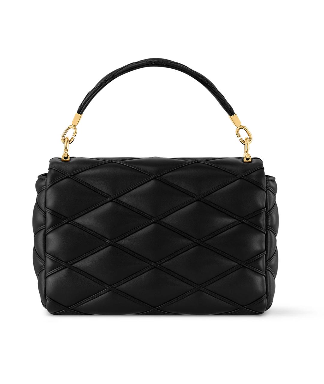 LOUIS VUITTON Черная кожаная сумка с короткими ручками, фото 3