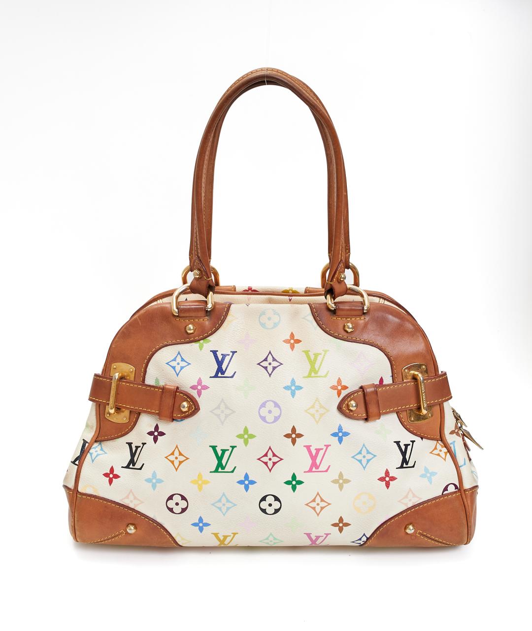 LOUIS VUITTON Бежевая кожаная сумка с короткими ручками, фото 3