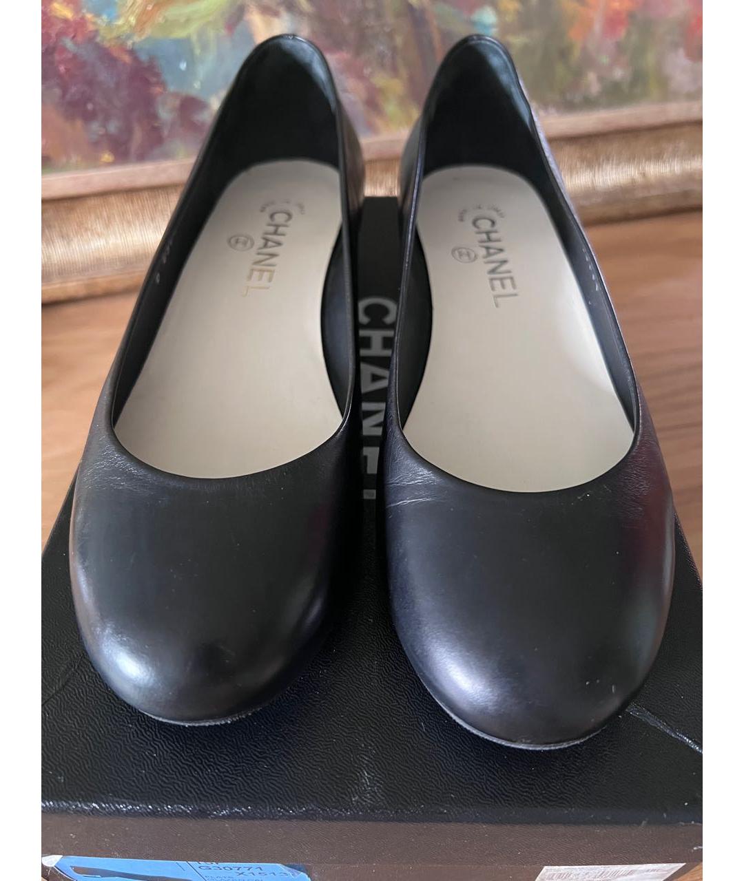 CHANEL Черные кожаные туфли, фото 2