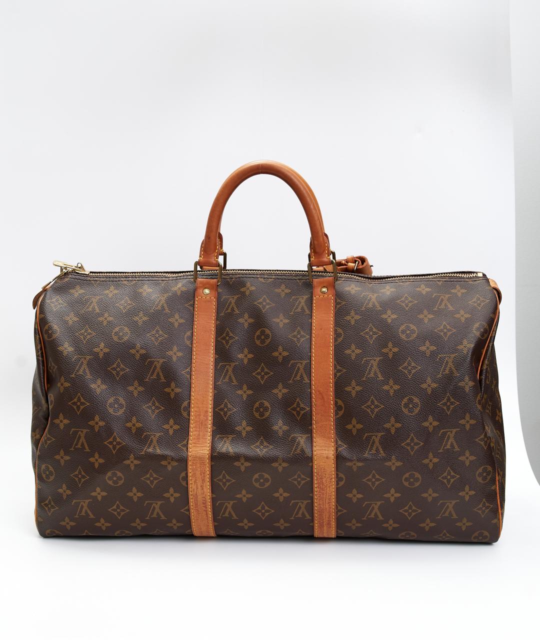 LOUIS VUITTON Коричневая дорожная/спортивная сумка из канвы, фото 3