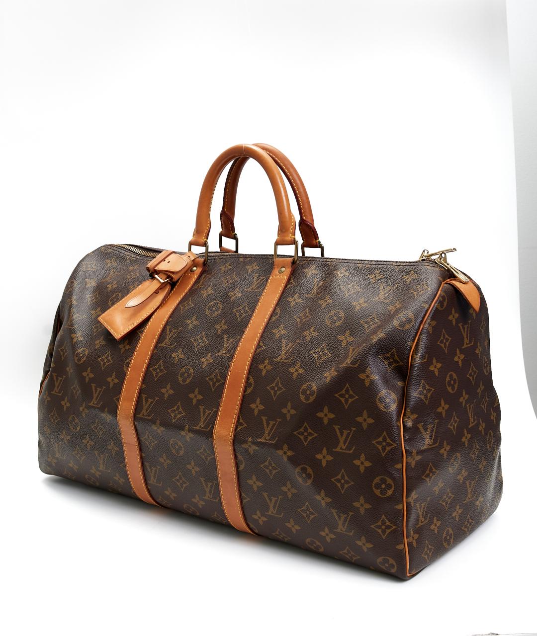 LOUIS VUITTON Коричневая дорожная/спортивная сумка из канвы, фото 2