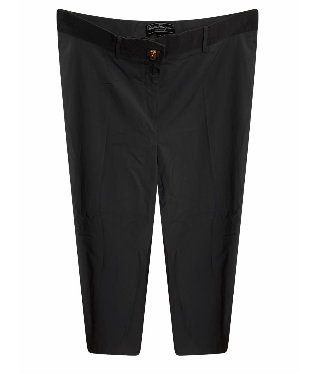 FERRAGAMO Антрацитовые вискозные прямые брюки, фото 1