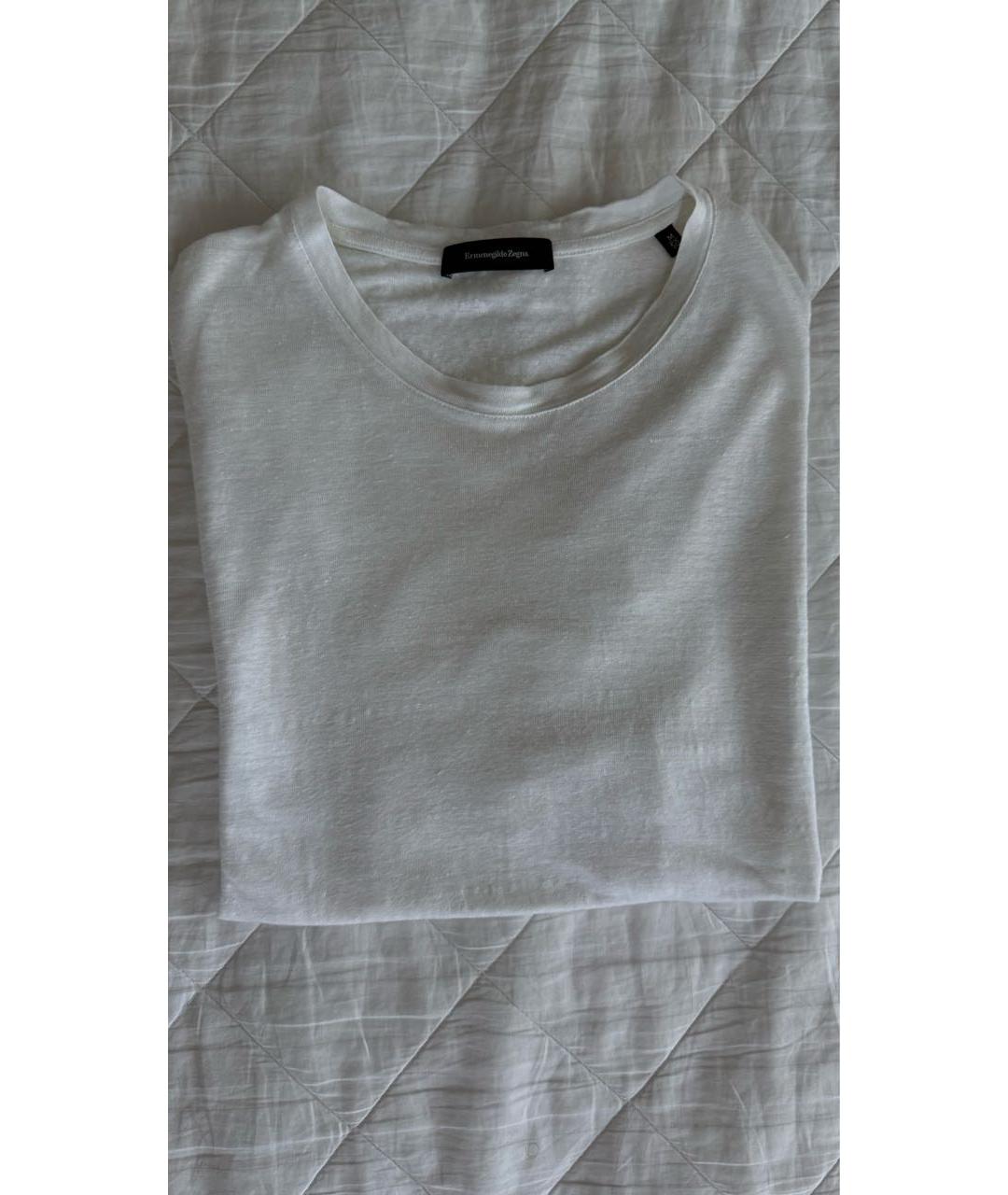 ZEGNA Белая льняная футболка, фото 3