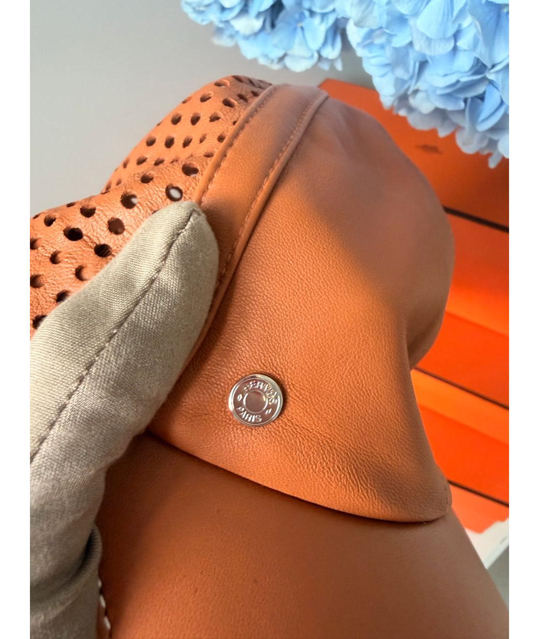 HERMES Коричневая кожаная кепка, фото 8