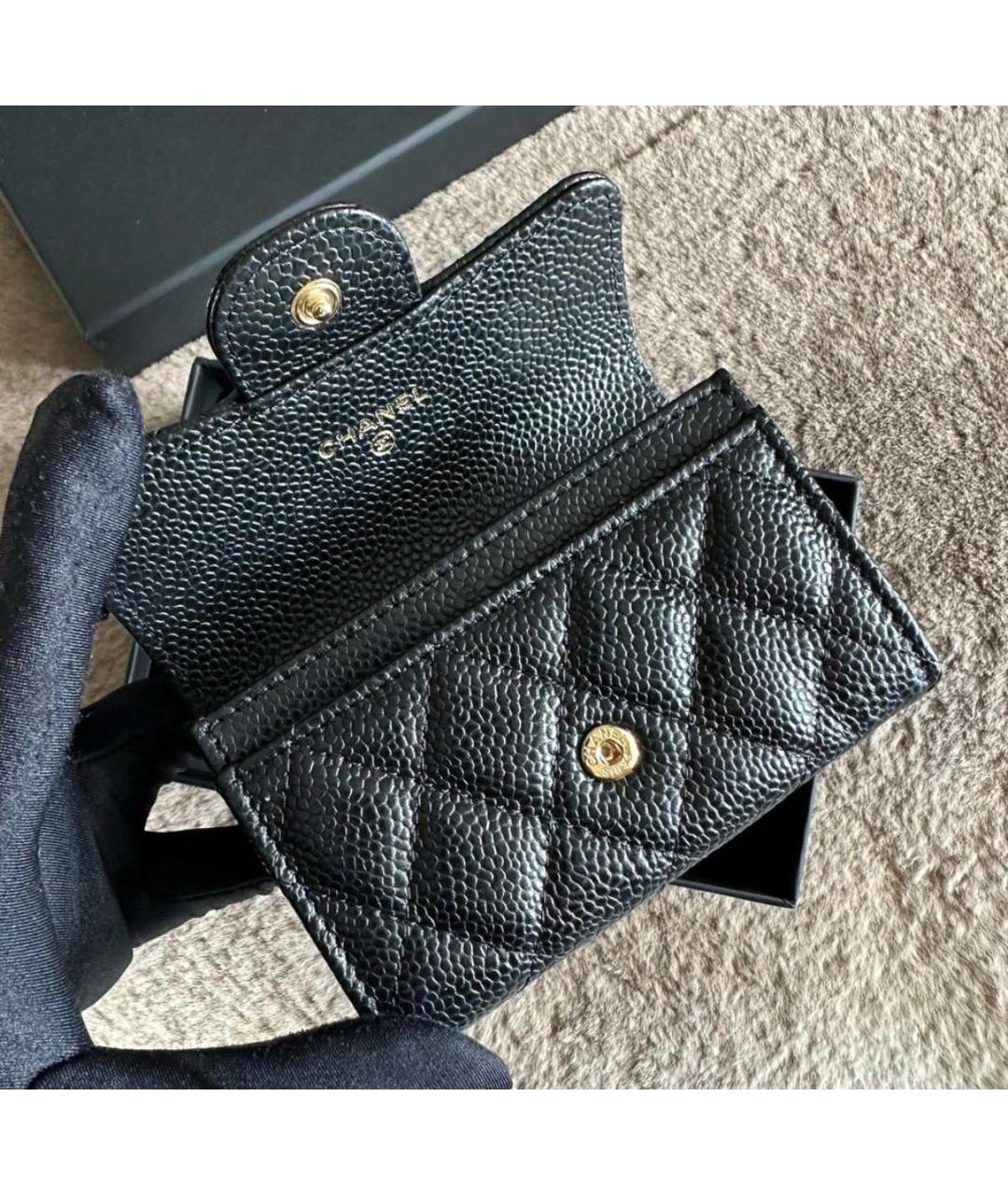 CHANEL Черный кожаный кошелек, фото 4