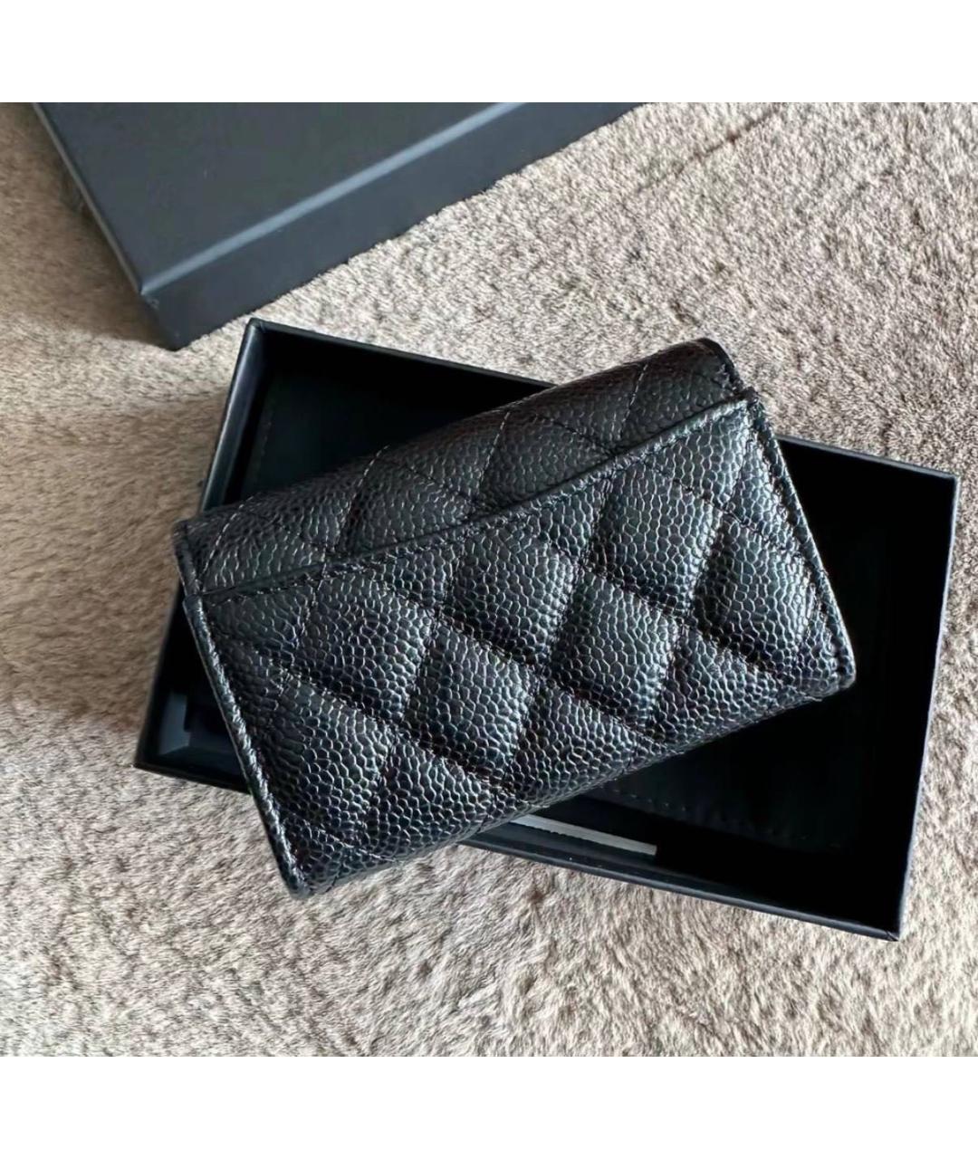 CHANEL Черный кожаный кошелек, фото 3