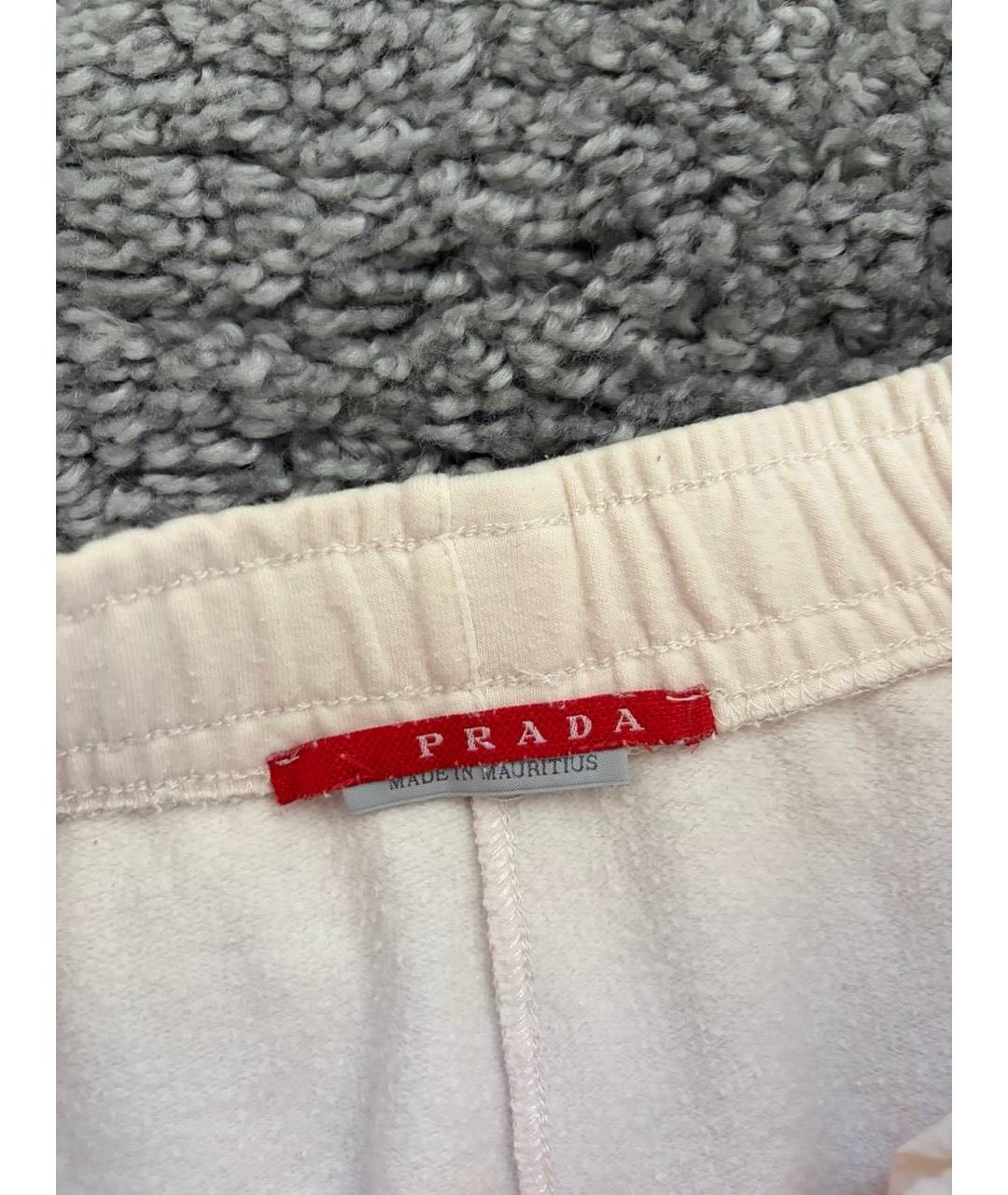 PRADA Белые хлопковые повседневные брюки, фото 6