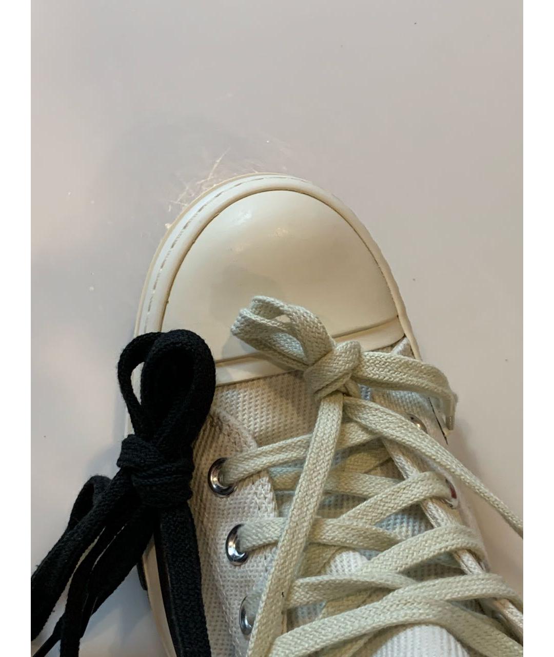 RICK OWENS Белые текстильные высокие кроссовки / кеды, фото 6