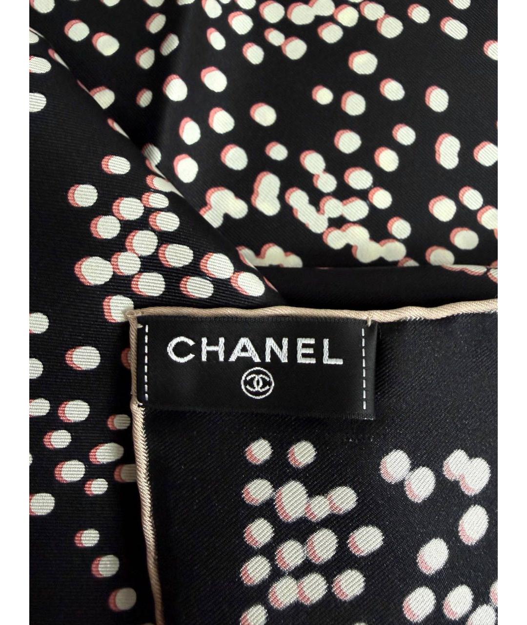 CHANEL Черный шелковый платок, фото 3