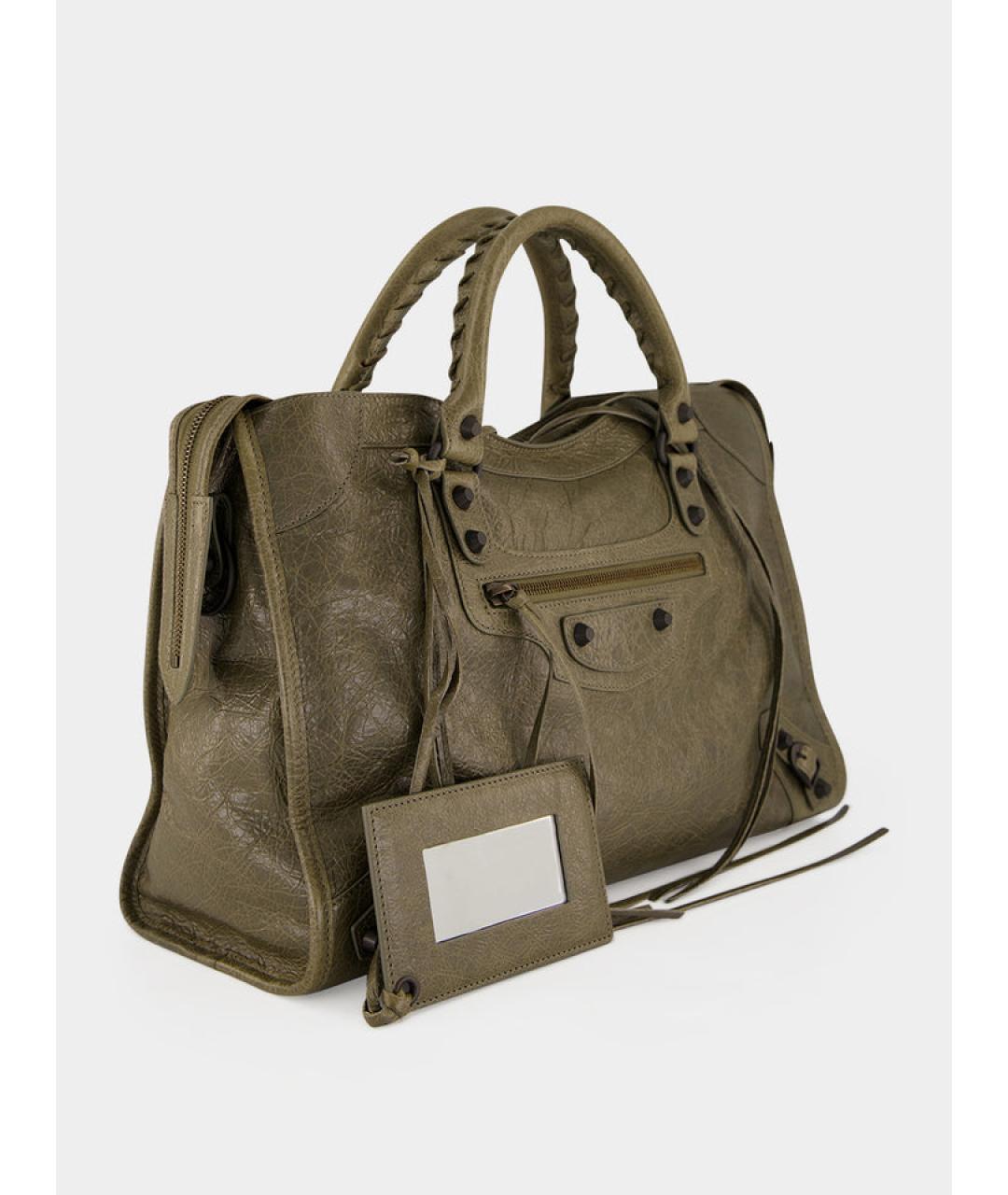 BALENCIAGA Зеленая кожаная сумка тоут, фото 3