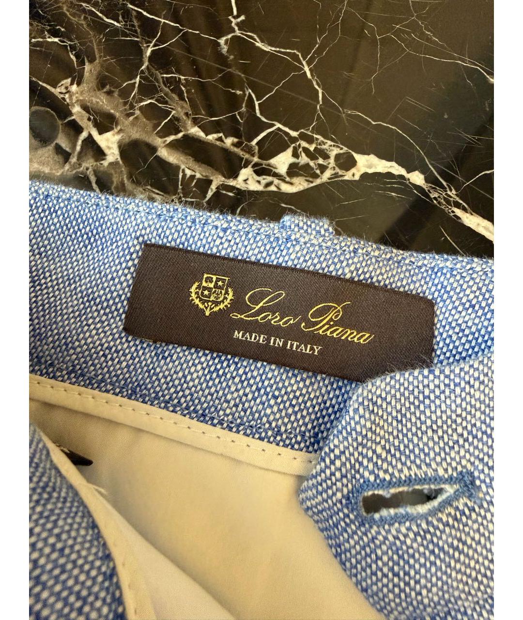 LORO PIANA Голубые льняные шорты, фото 6