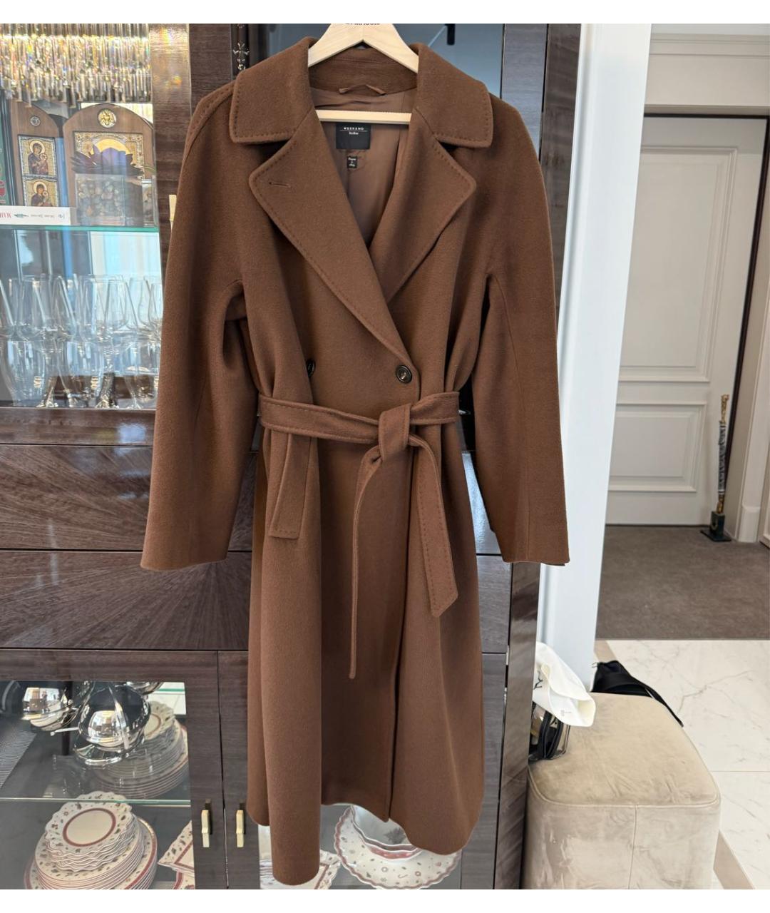 WEEKEND MAX MARA Коричневое шерстяное пальто, фото 5