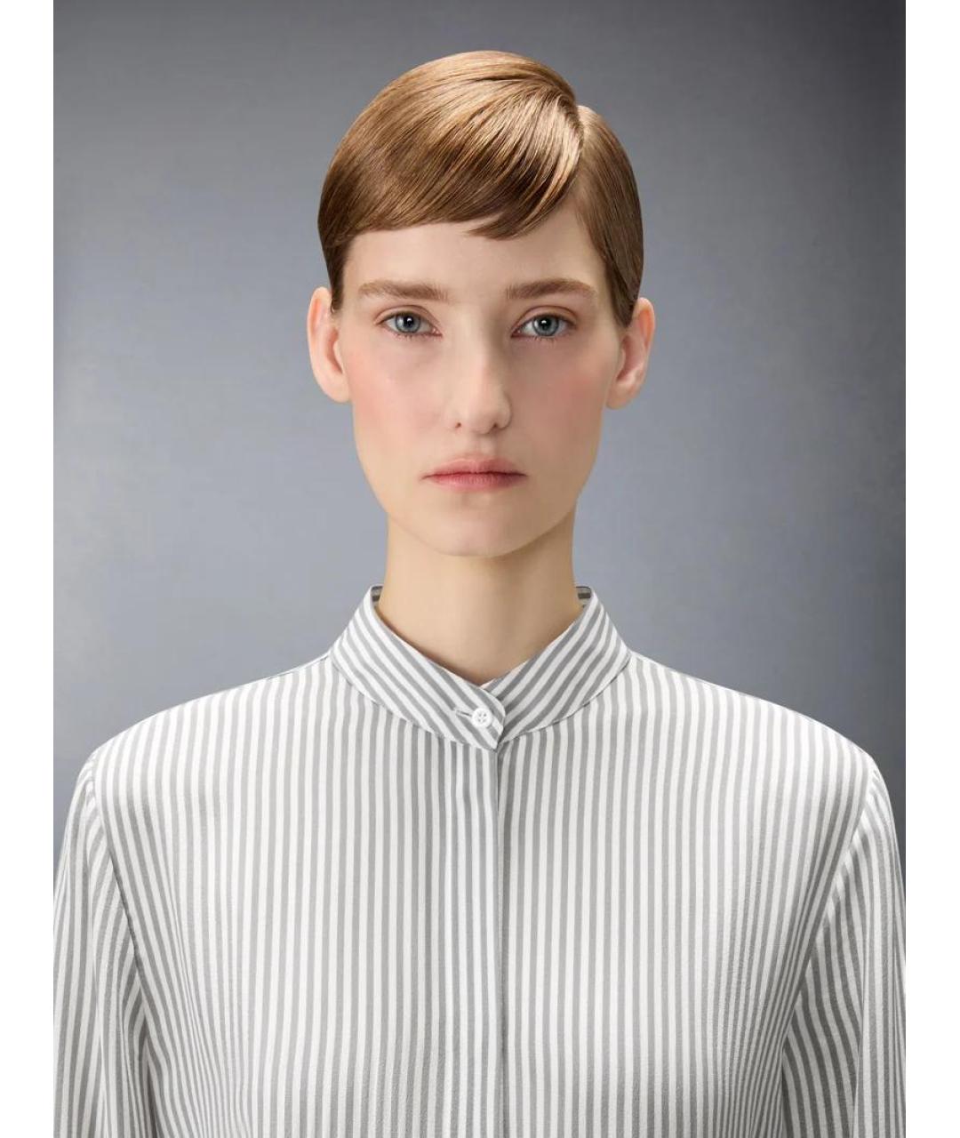THOM BROWNE Серая шелковая рубашка, фото 2