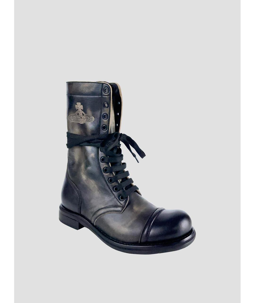VIVIENNE WESTWOOD Черные кожаные ботинки, фото 2