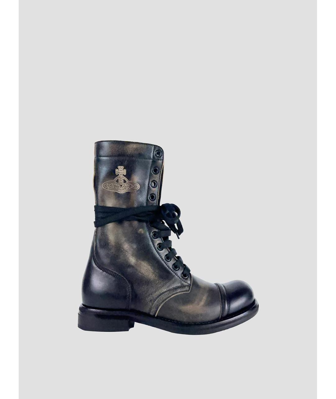 VIVIENNE WESTWOOD Черные кожаные ботинки, фото 4
