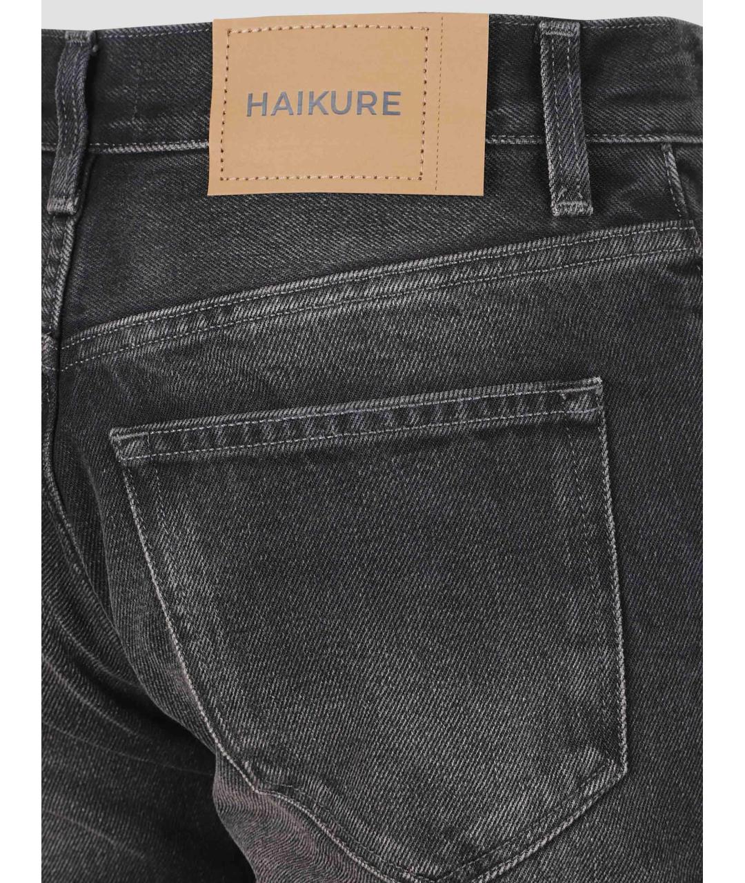 HAIKURE Черные хлопко-эластановые прямые джинсы, фото 2