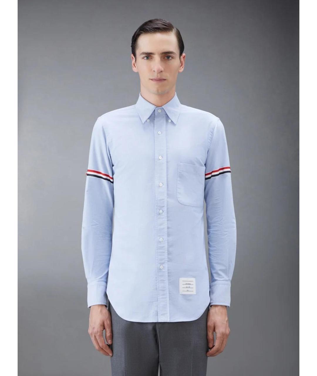 THOM BROWNE Голубая хлопковая классическая рубашка, фото 2