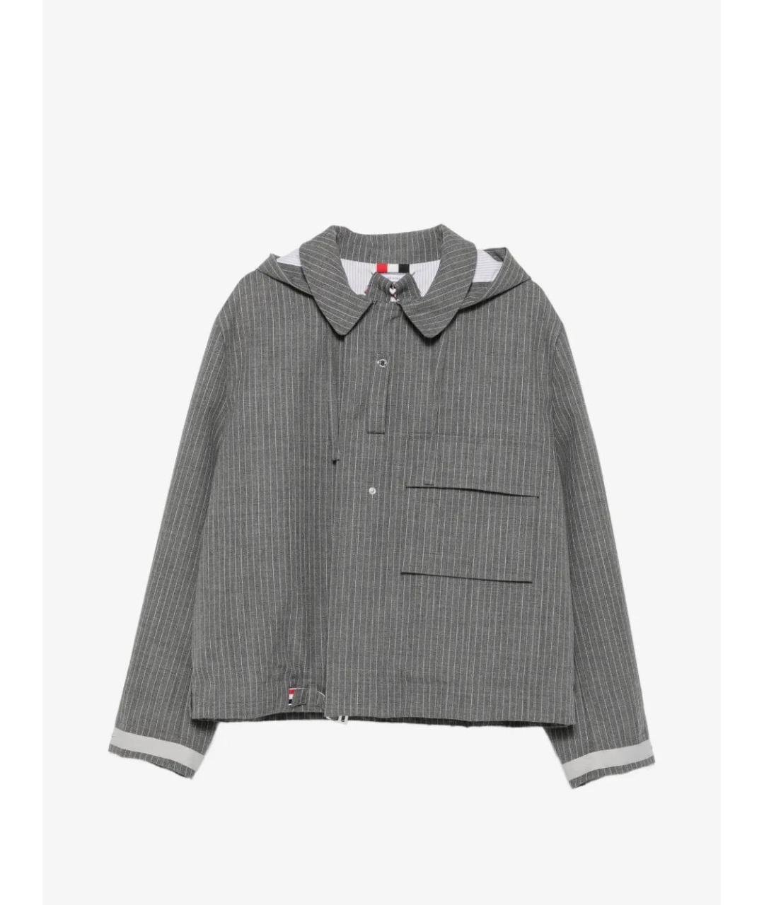 THOM BROWNE Серая шерстяная куртка, фото 3