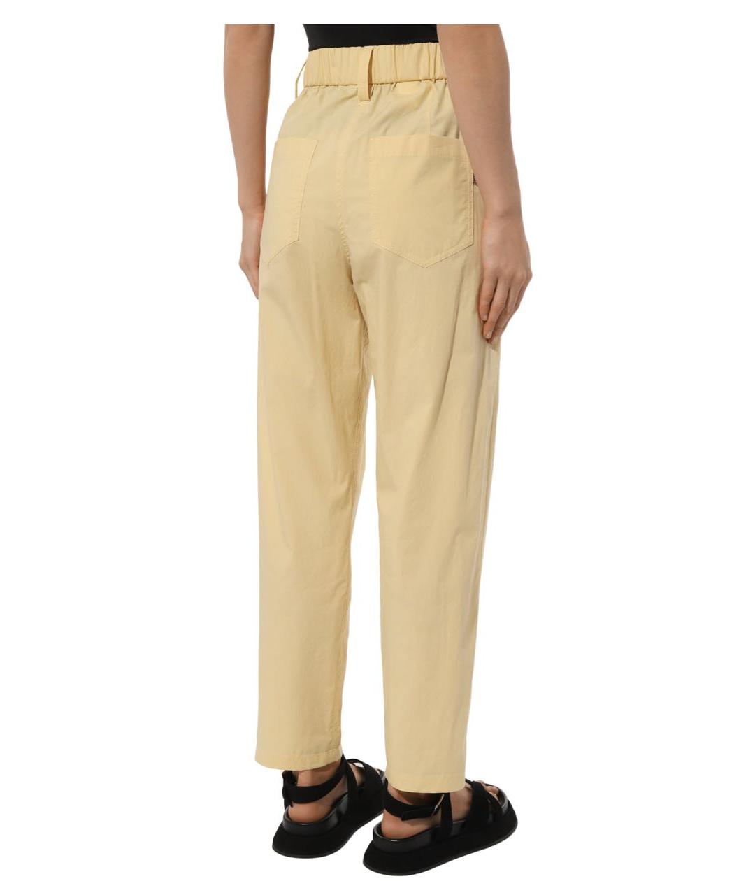 BRUNELLO CUCINELLI Желтые хлопковые прямые брюки, фото 4
