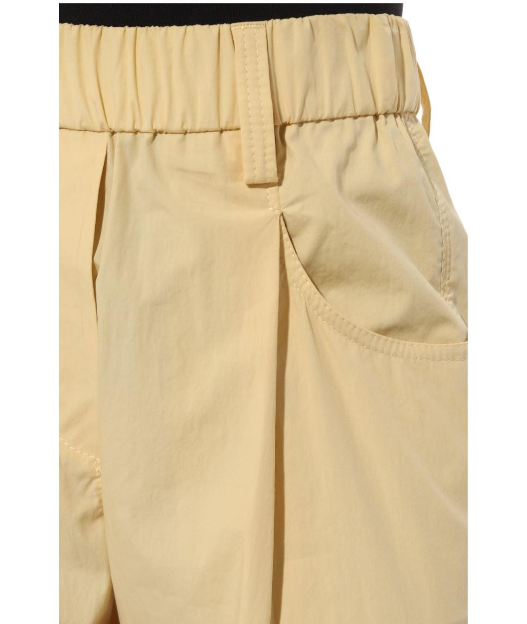 BRUNELLO CUCINELLI Желтые хлопковые прямые брюки, фото 5