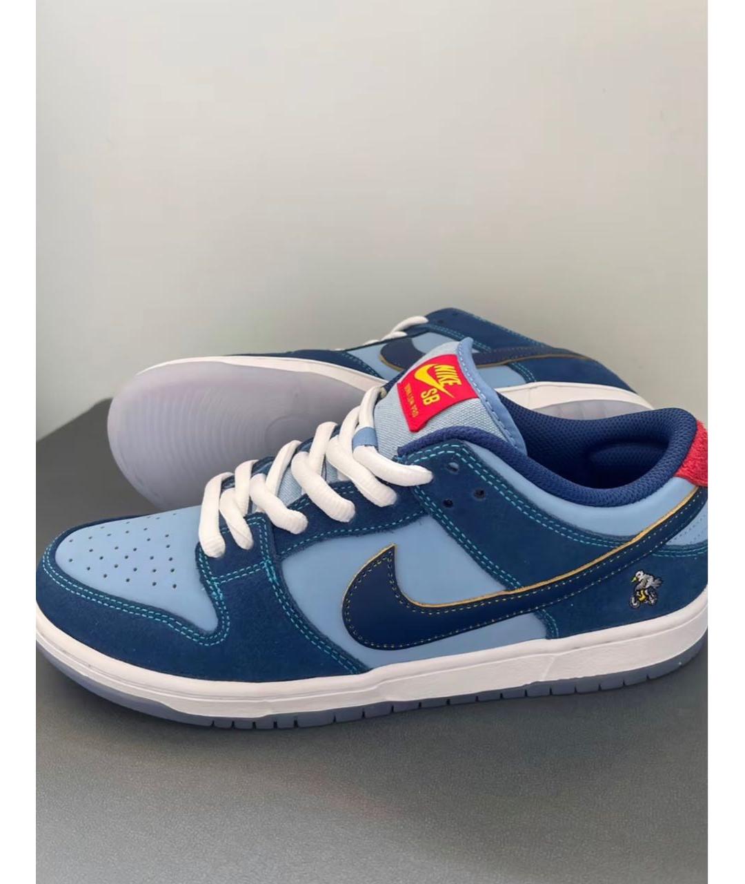 NIKE Синие текстильные низкие кроссовки / кеды, фото 2