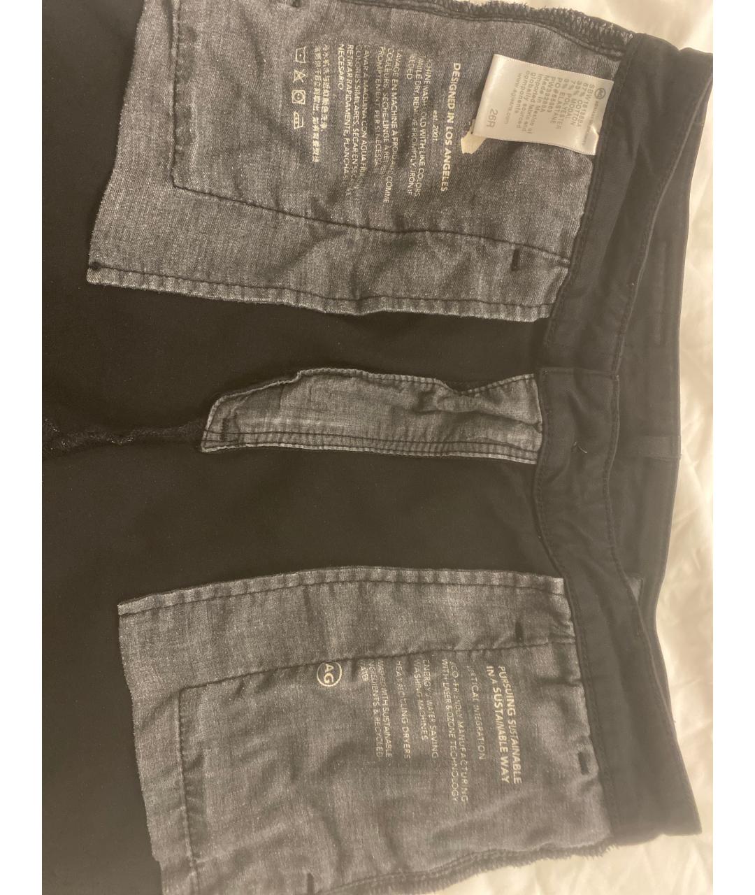 AG JEANS Черные хлопко-эластановые брюки узкие, фото 2
