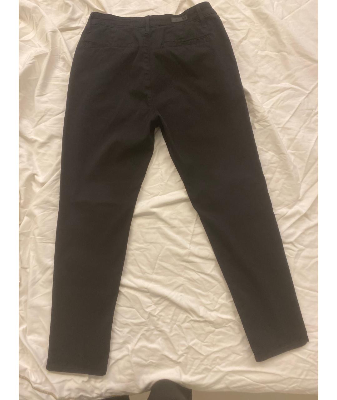 AG JEANS Черные хлопко-эластановые брюки узкие, фото 3