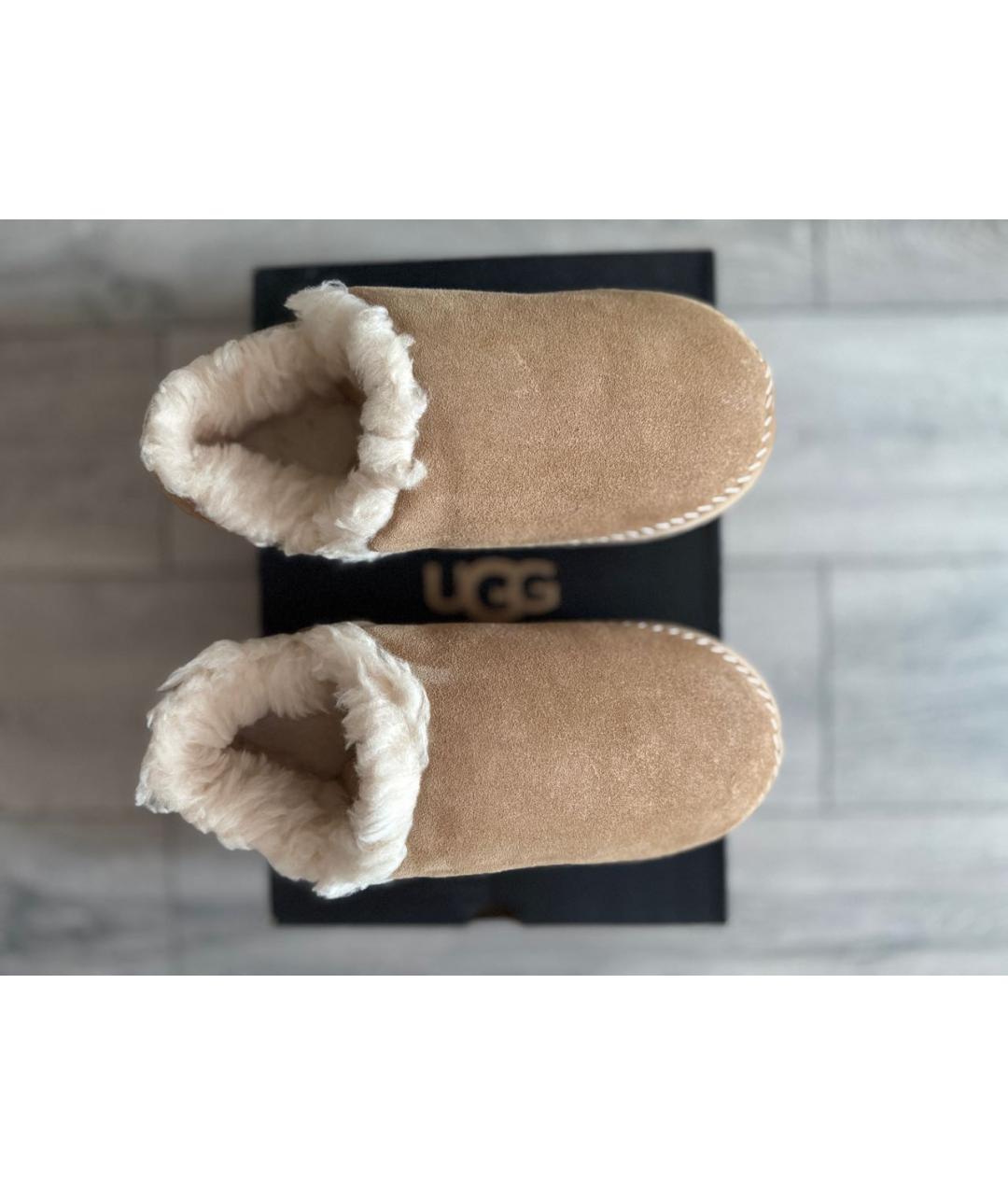 UGG Бежевые замшевые мокасины, фото 3