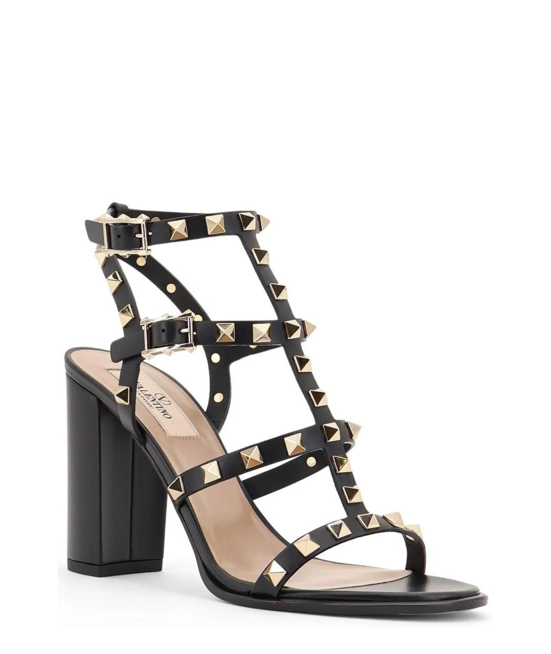 VALENTINO Черные кожаные босоножки, фото 2