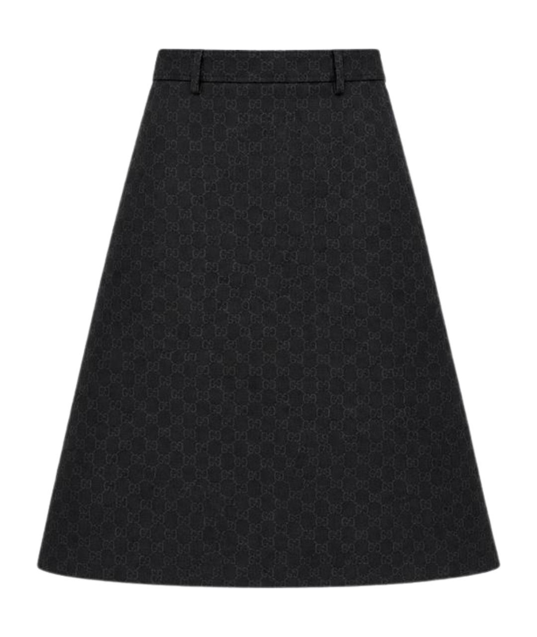 GUCCI Черная полиэстеровая юбка миди, фото 1