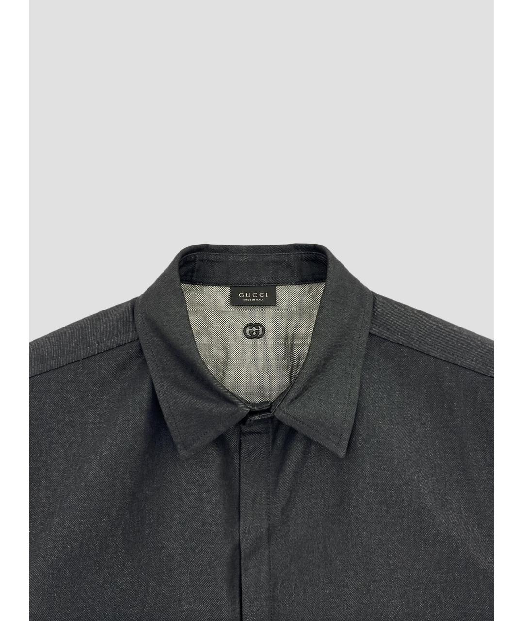 GUCCI Черная хлопко-шелковая кэжуал рубашка, фото 2