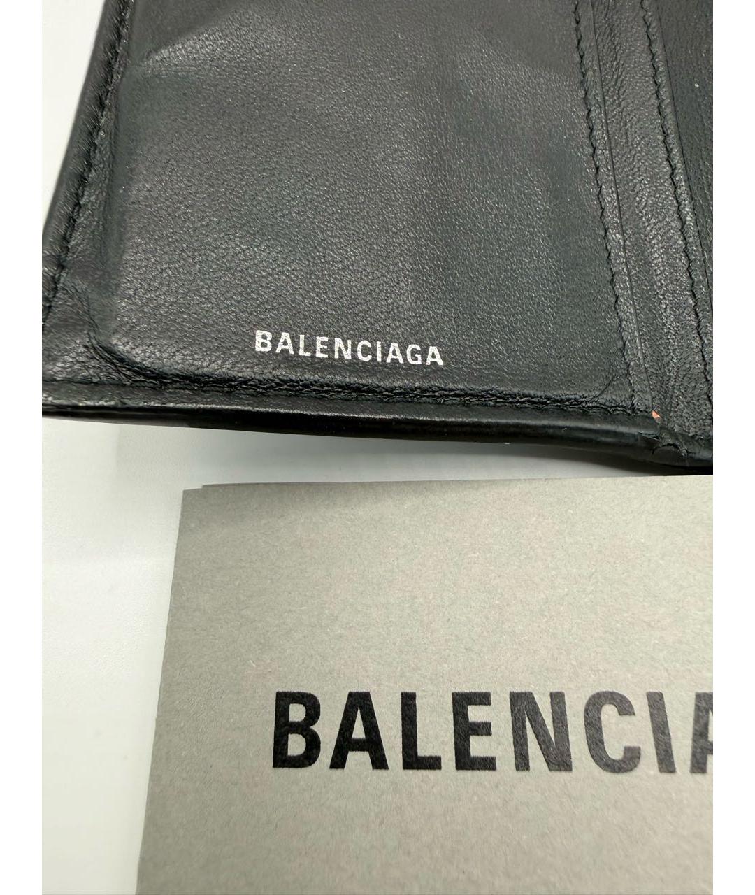 BALENCIAGA Черный кожаный кошелек, фото 5